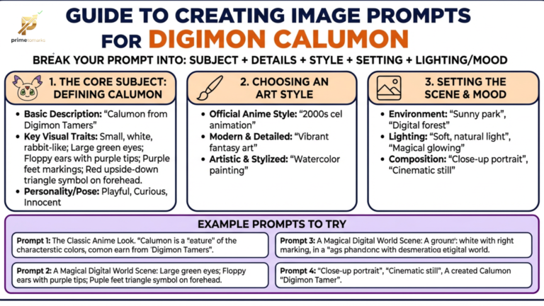 how do i do image fx prompt for calumon digimon